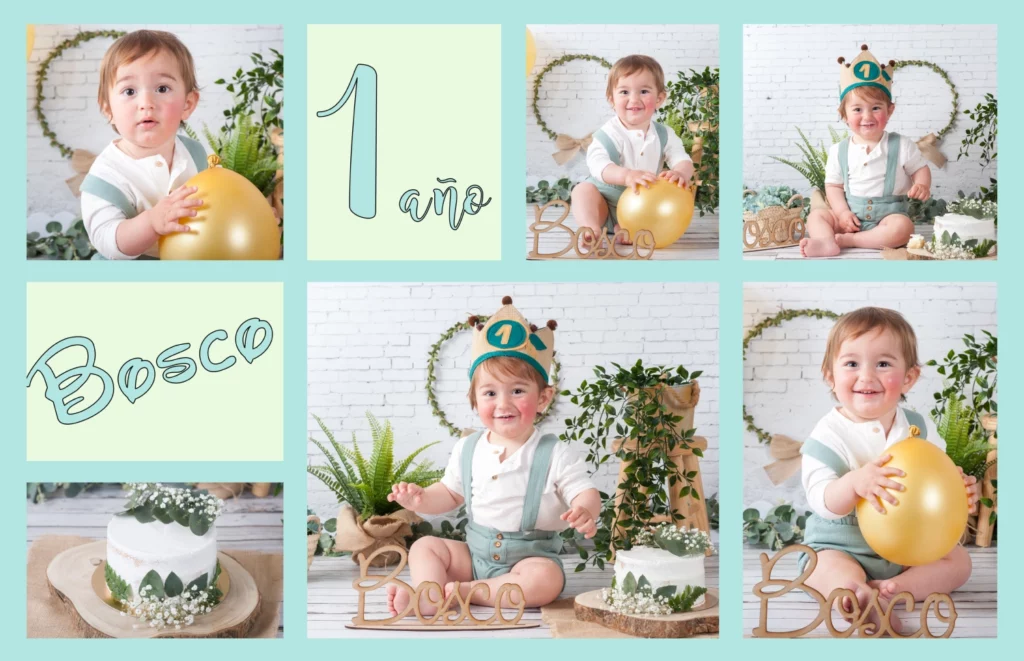 Sesion de fotos con tarta de primer cumpleaños