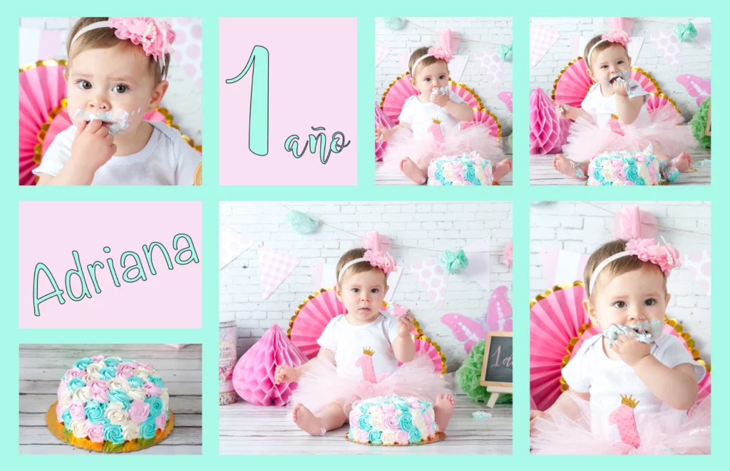 Sesion de fotos con tarta de primer cumpleaños