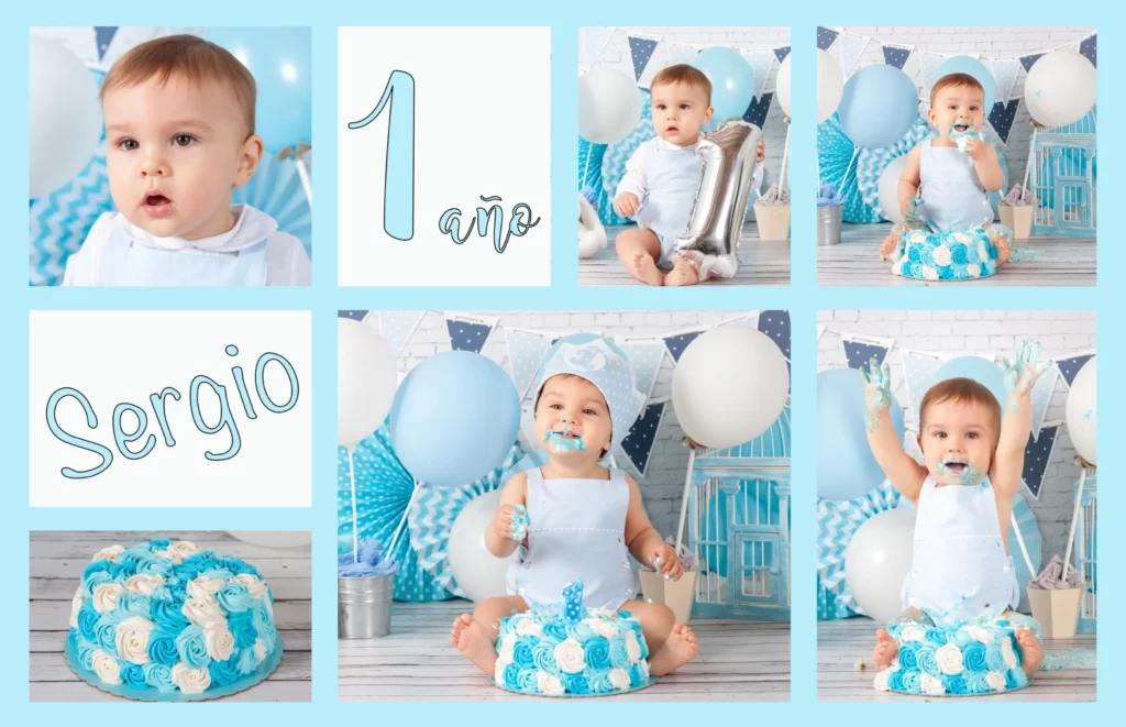Sesion de fotos con tarta de primer cumpleaños