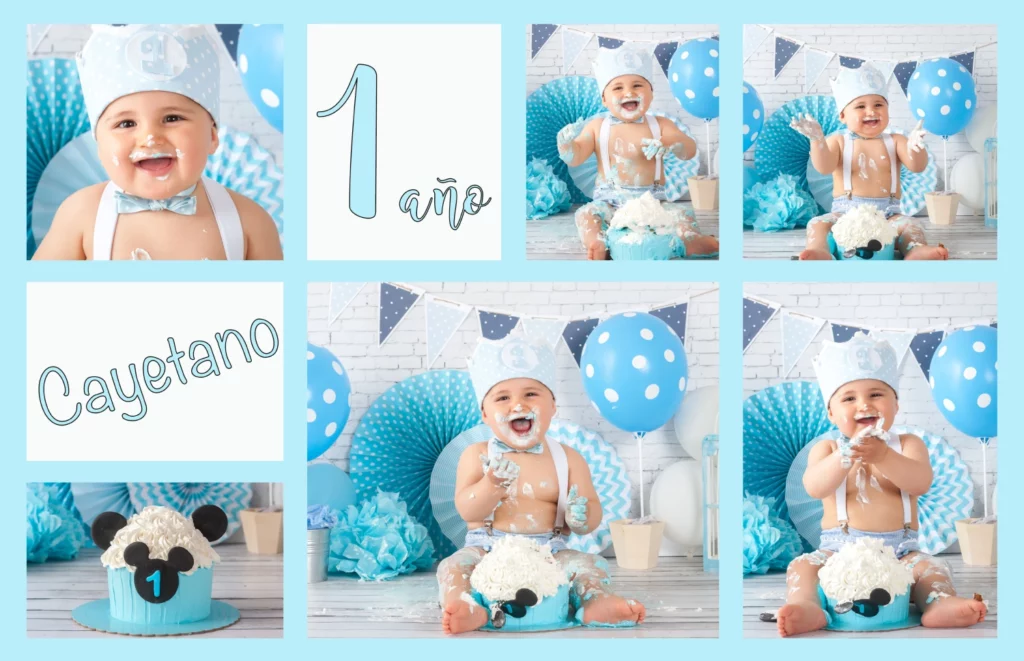 Sesion de fotos con tarta de primer cumpleaños