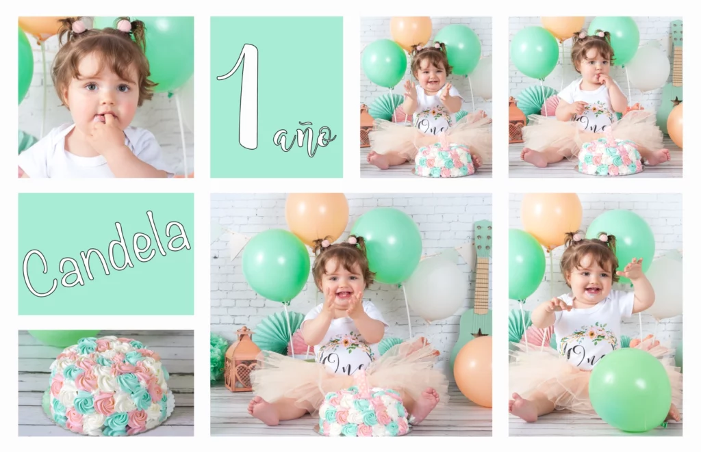 Sesion de fotos con tarta de primer cumpleaños