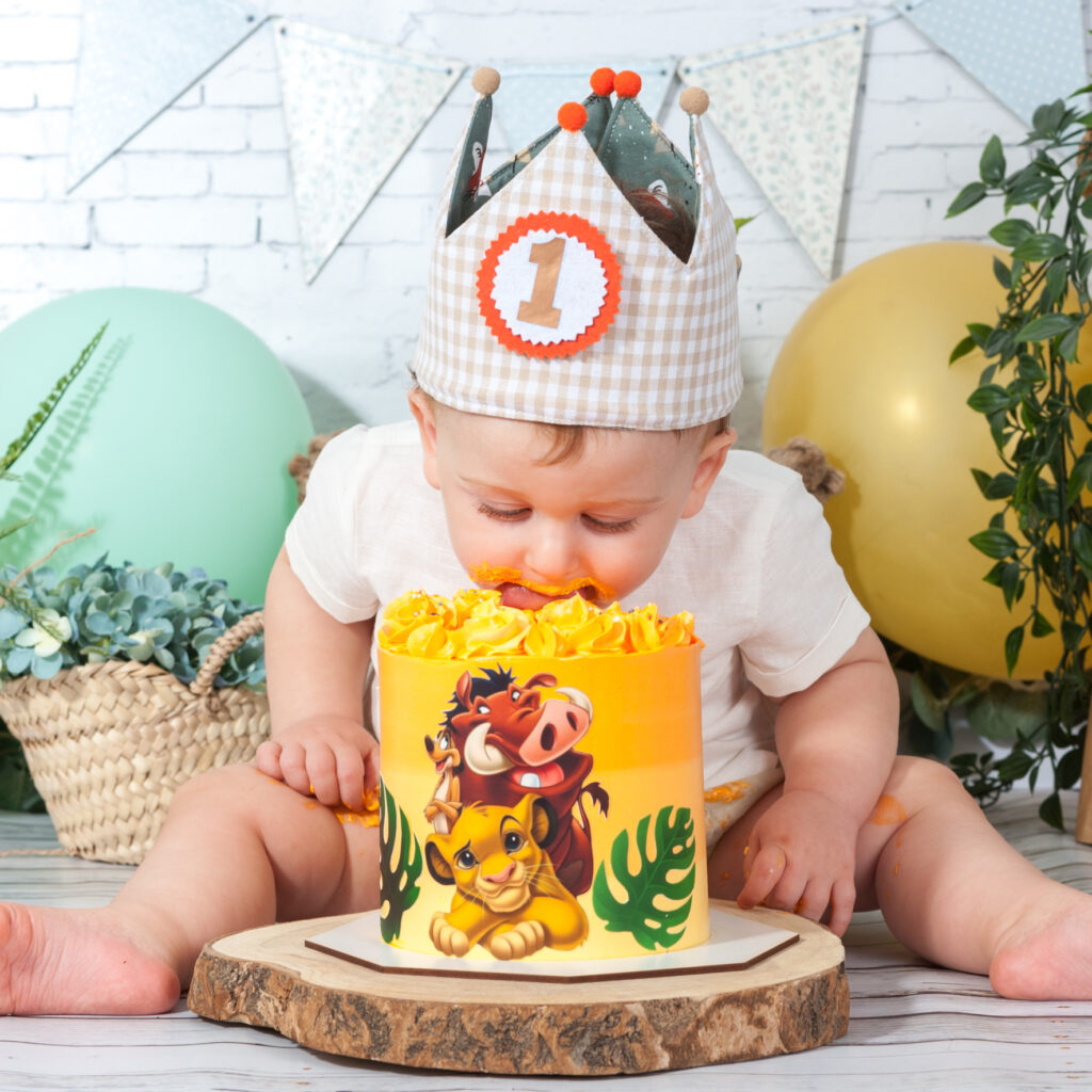Sesion de fotos con tarta de primer cumpleaños
